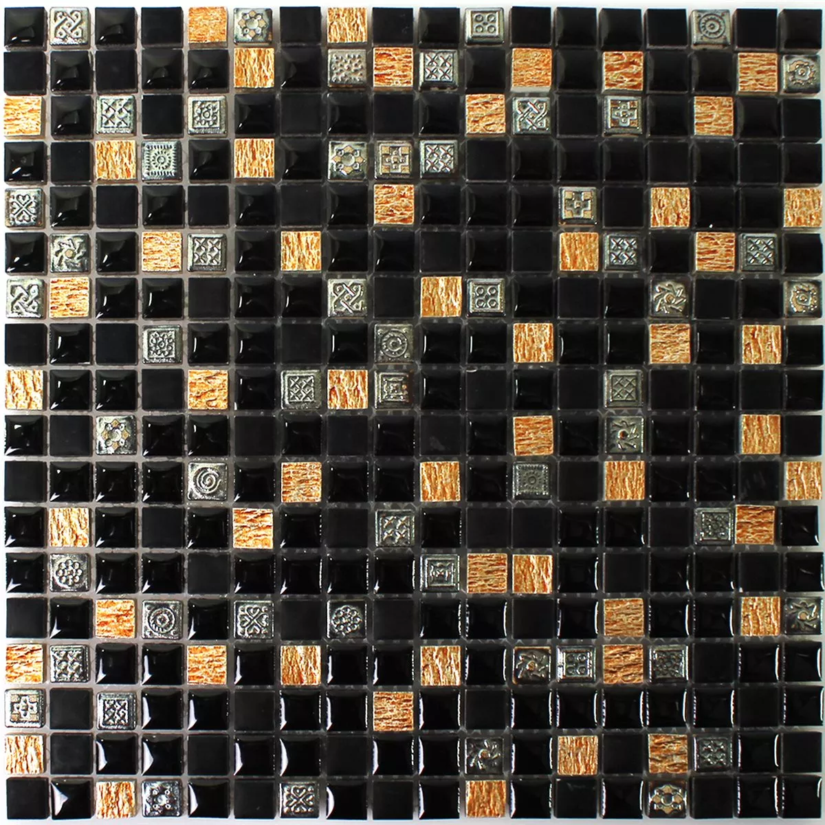 Kamień Naturalny Żywica Ornament Mozaika Czarny Miedź