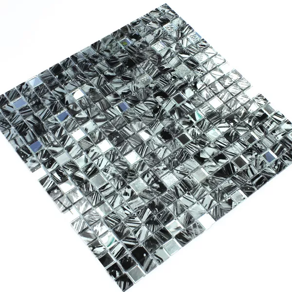 Mozaika Szklana Lustro Szary Marmurkowe 15x15x6mm