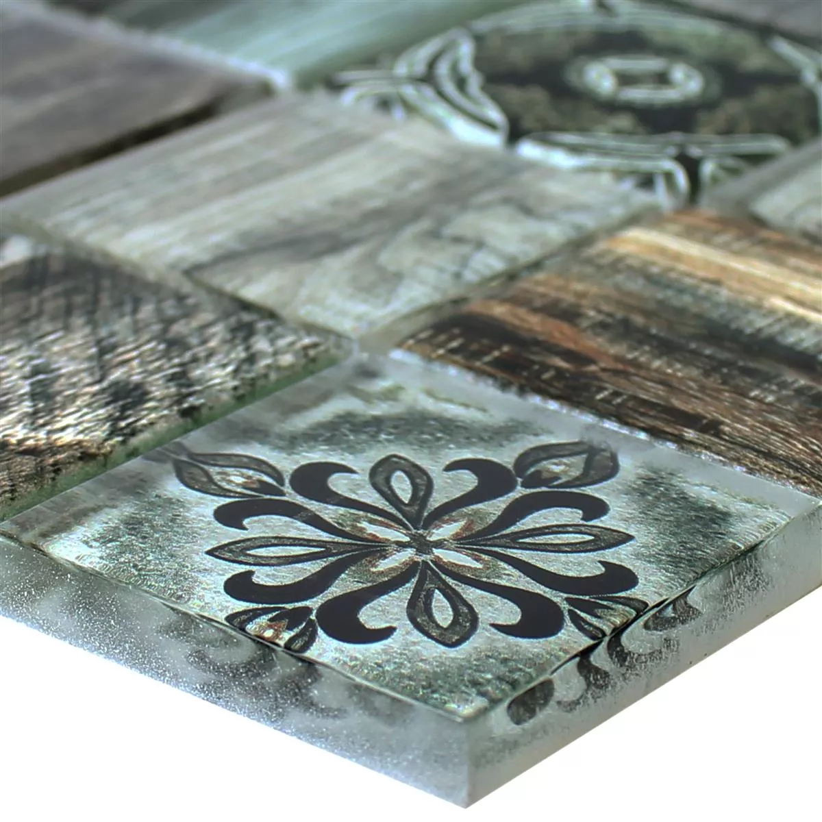 Mozaika Szklana Płytki Wygląd Drewna Makarska Brązowy Zielony