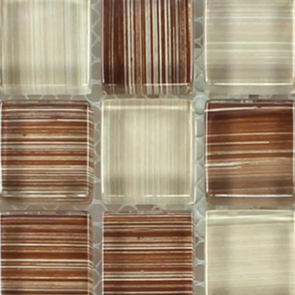 Próbka Mozaika Szklana Płytki Brązowy Beżowy Paski