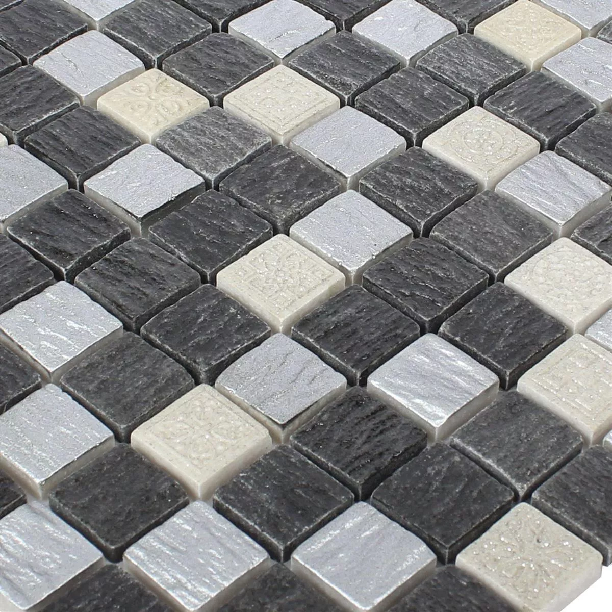 Mozaika Szklana Plytka Z Naturalnego Kamienia Colicos Szary Czarny Srebrny