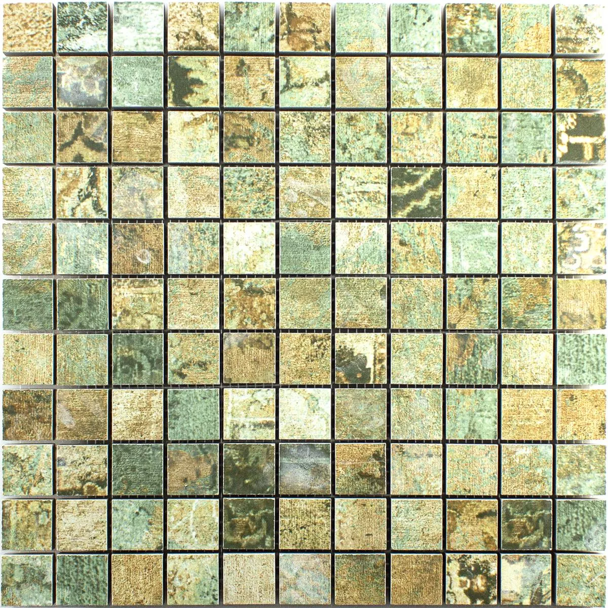 Mozaika Ceramiczna Płytki Moonlight Brązowy Zielony 25x25mm