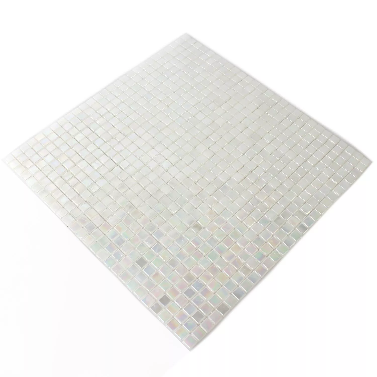 Próbka Mozaika Szklana Płytki Masa Perłowa Efekt Biały Beżowy