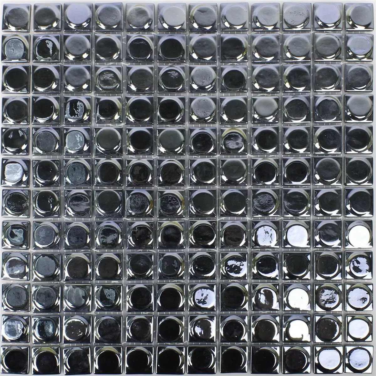 Mozaika Szklana Płytki Accra Czarny 3D Okrągły