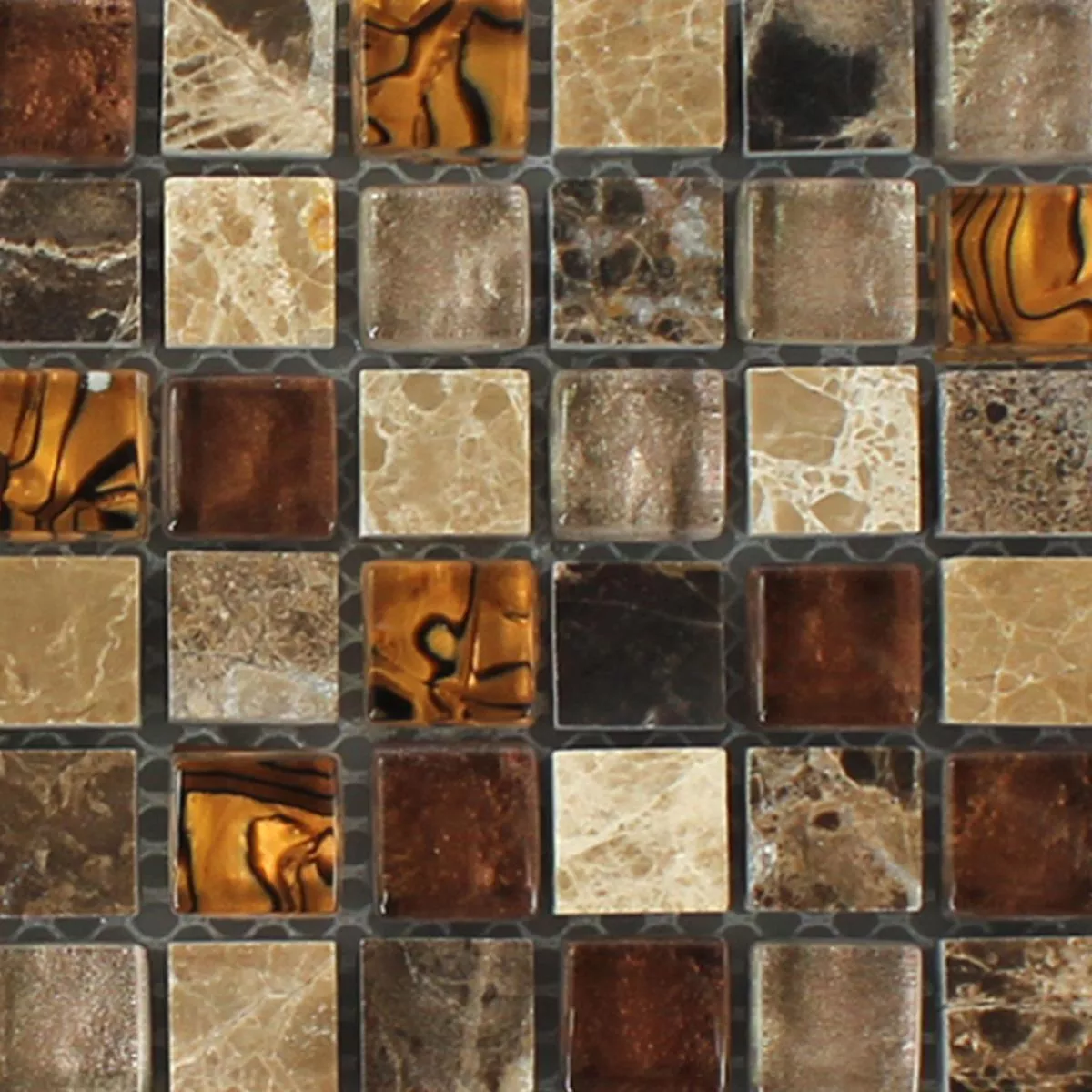 Próbka Mozaika Szkło Kamień Naturalny Beżowy Brązowy 