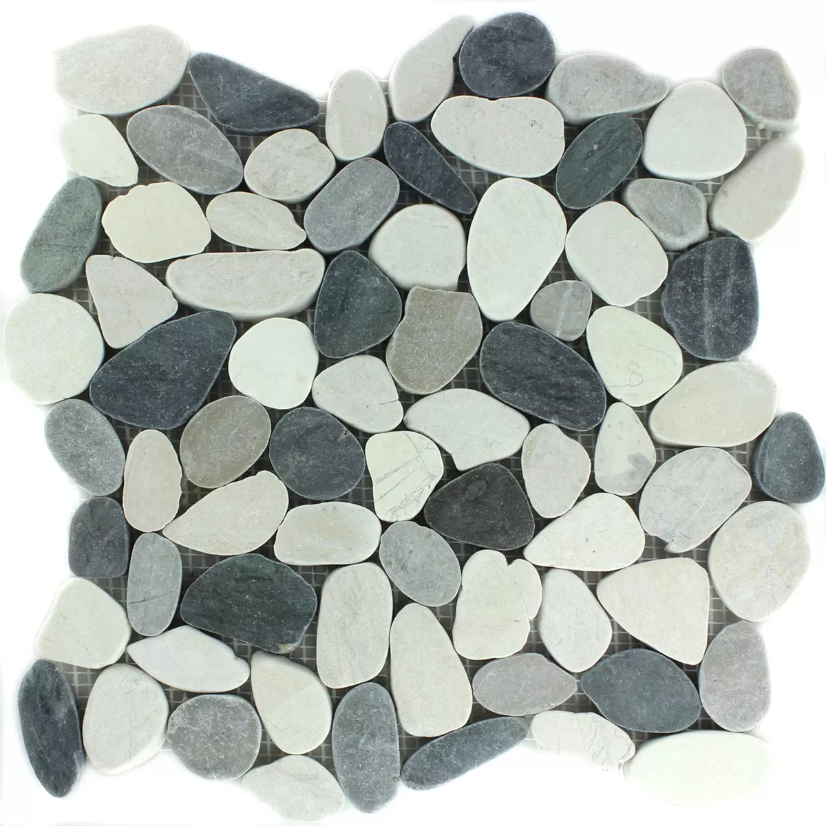 Mozaika Kamień Otoczak Przepiłowane Kremowa Antracyt