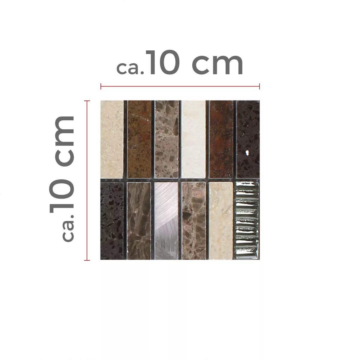 Próbka Mozaika Metal Szkło Kamień Naturalny Beżowy Brązowy Mix