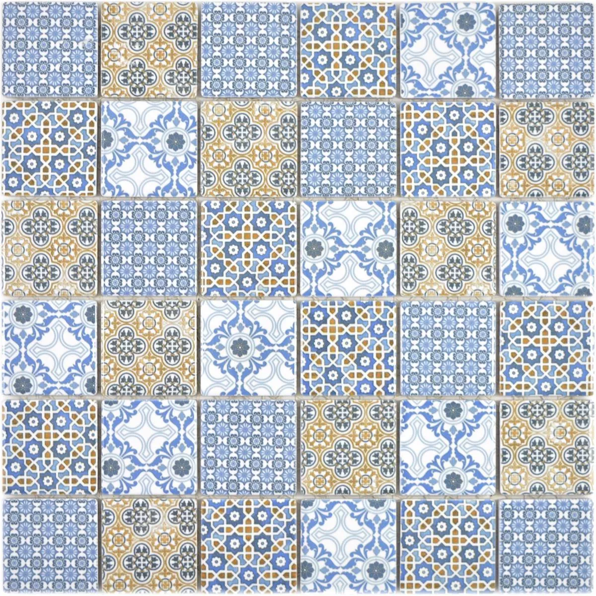 Ceramika Mozaika Daymion Retro Optyka Kwadrat 47 Niebieski Brązowy