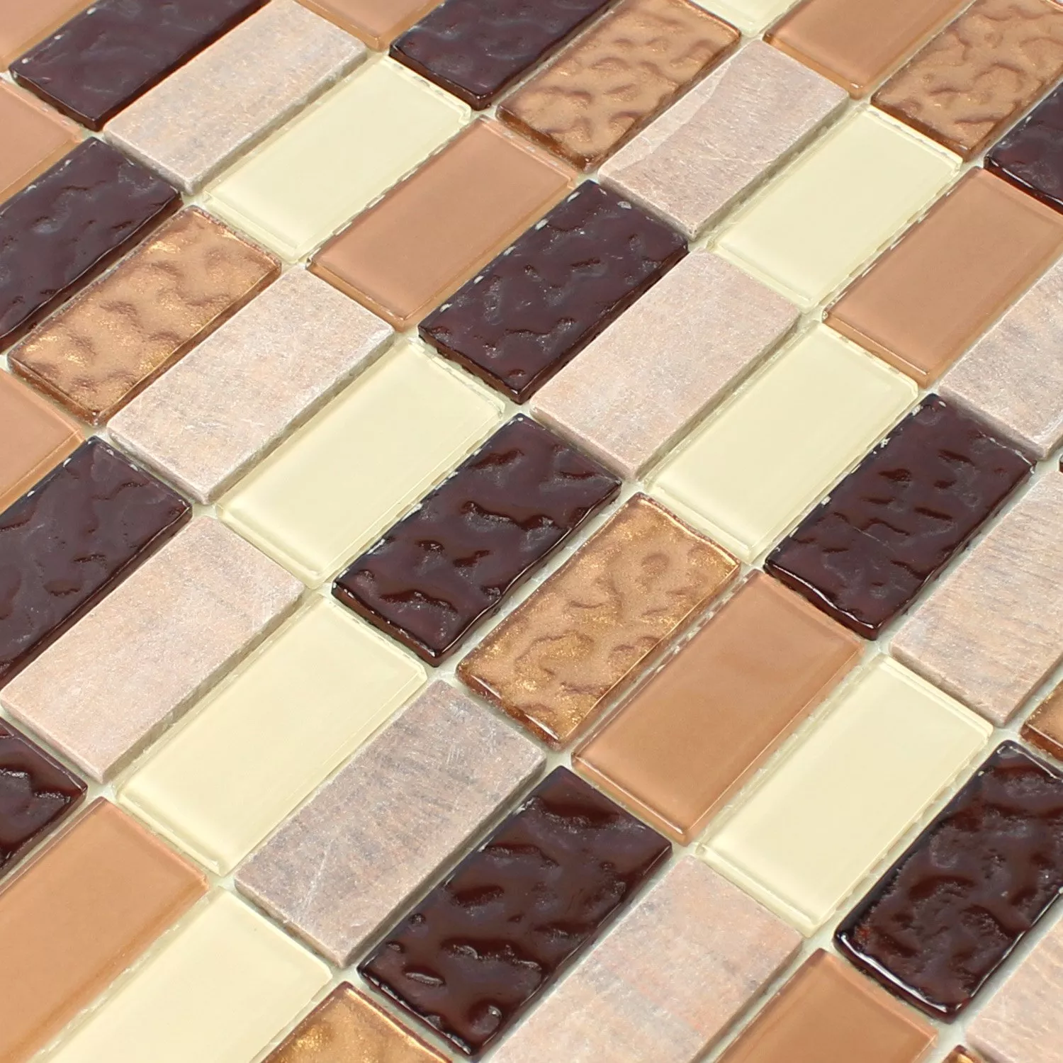 Samoprzylepny Mozaika Kamień Naturalny Szkło Beżowy Brązowy Brick