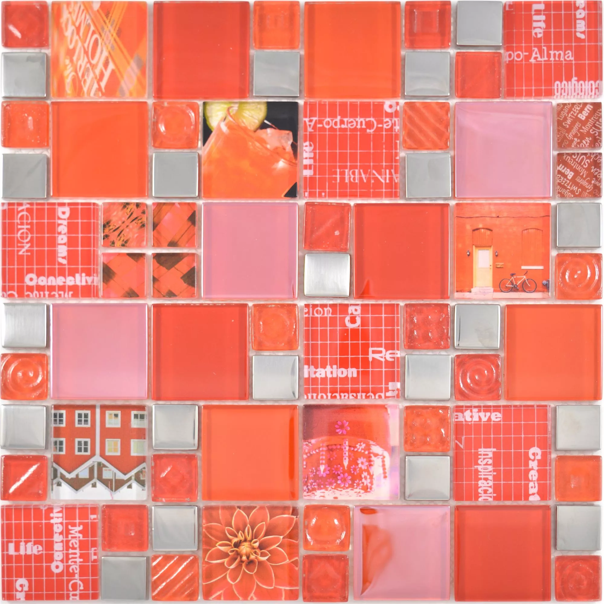 Mozaika Szklana Płytki Nemesis Czerwone