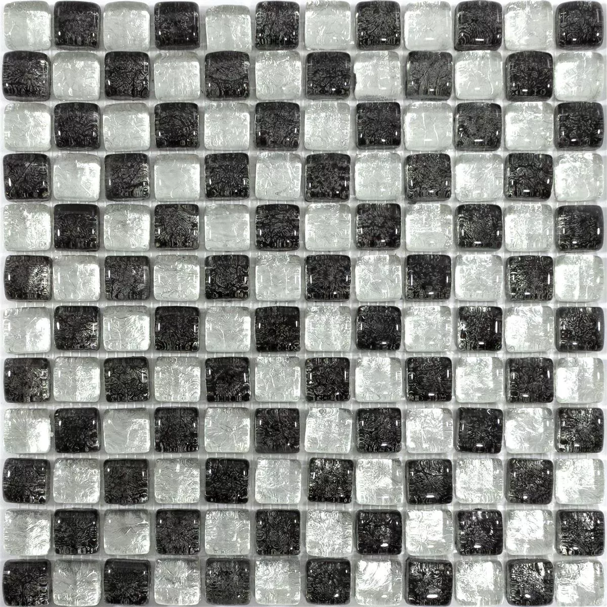 Mozaiki Szklana Płytki Avola Czarny Biały