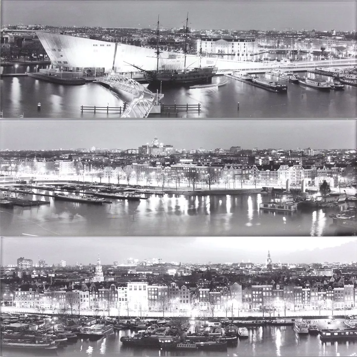 Amsterdam Port Panaroma Szkło Płytki Zestaw 6 Szt.