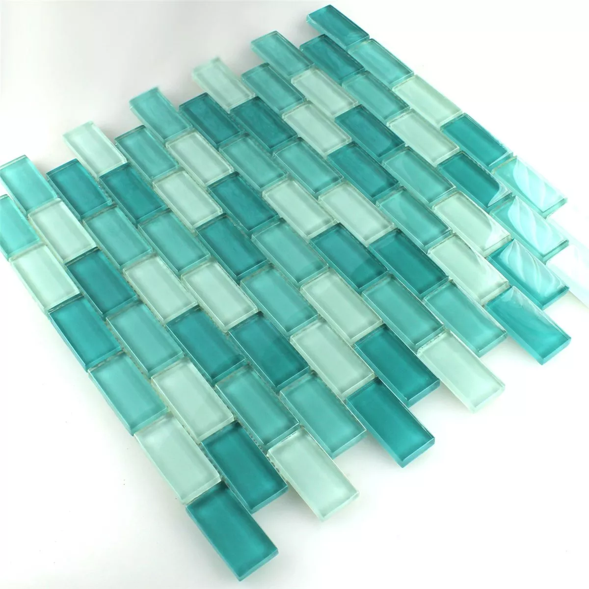 Mozaika Szkło Kryształ Brick Zielony Mix