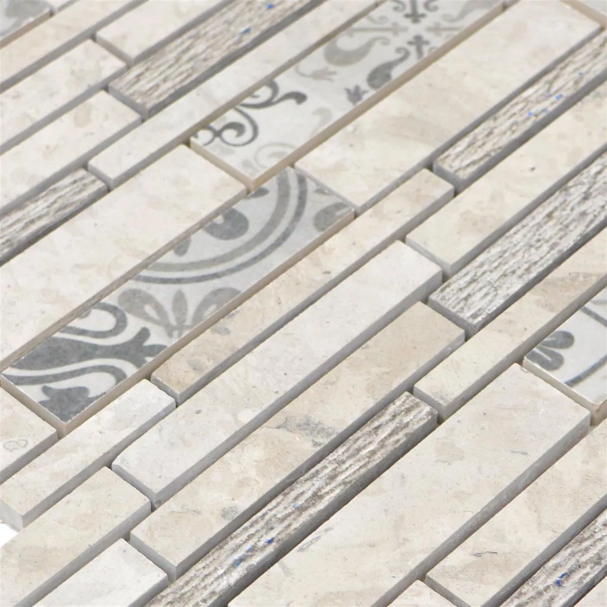 Próbka Ceramika Mozaika Mythos Pałeczki Szary Beżowy