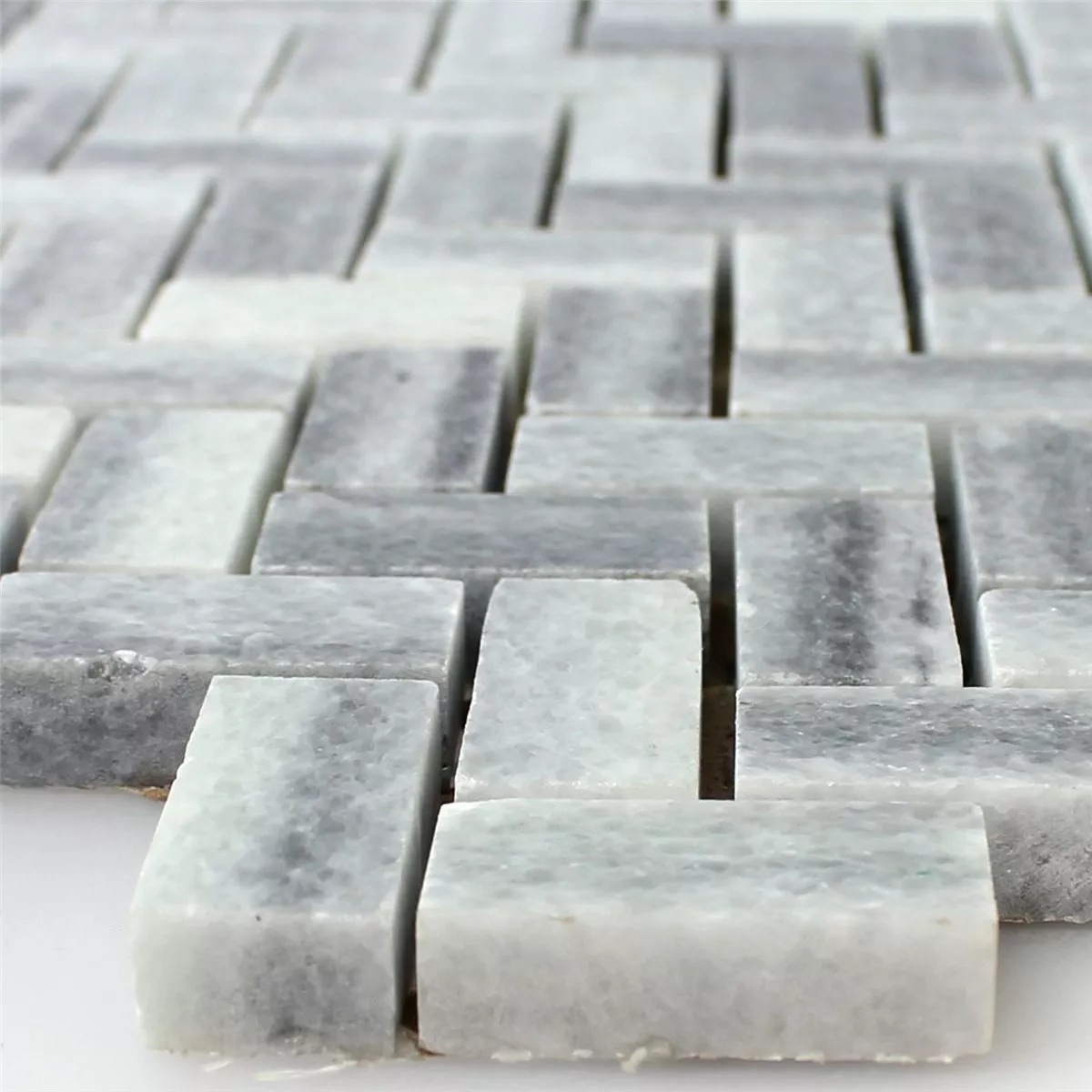 Próbka Mozaika Kamień Naturalny Marmur Szary Biały Polerowany
