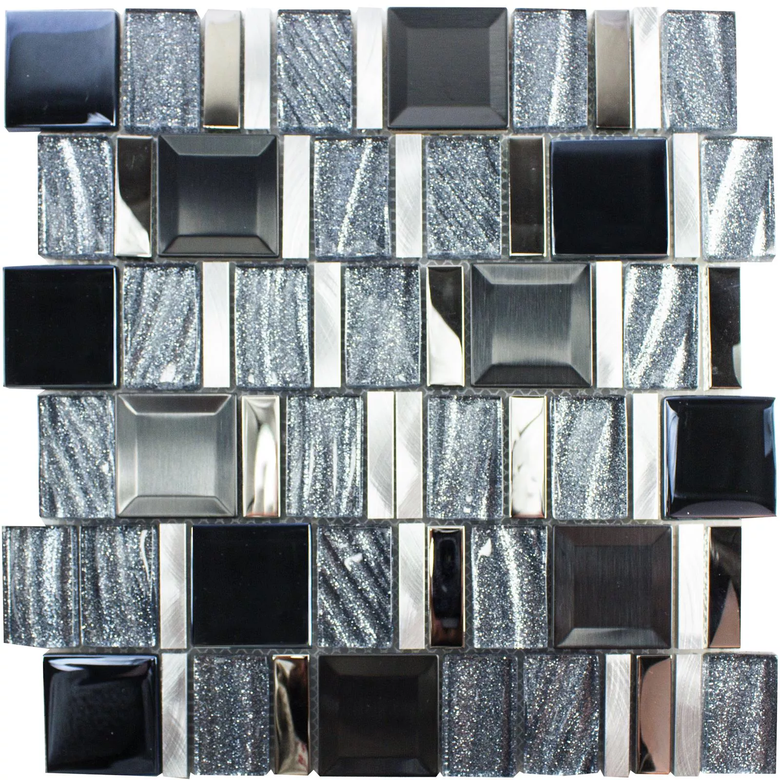 Szkło Aluminium Mozaika LaCrosse Czarny Szary Srebrny