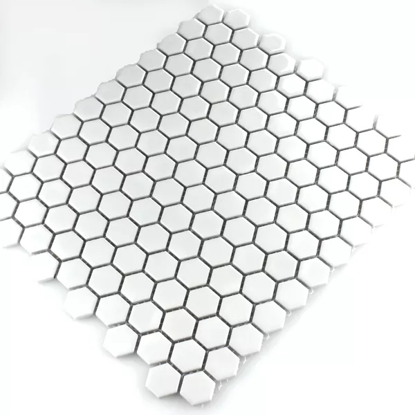 Mozaika Ceramika Sześciokąt Biały Matowy 23x23x4mm