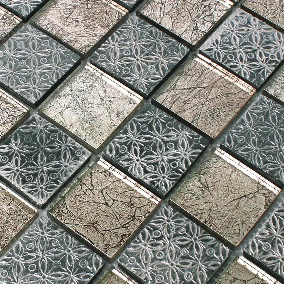 Mozaika Szkło Żywica Kamień Naturalny Friesia Srebrny
