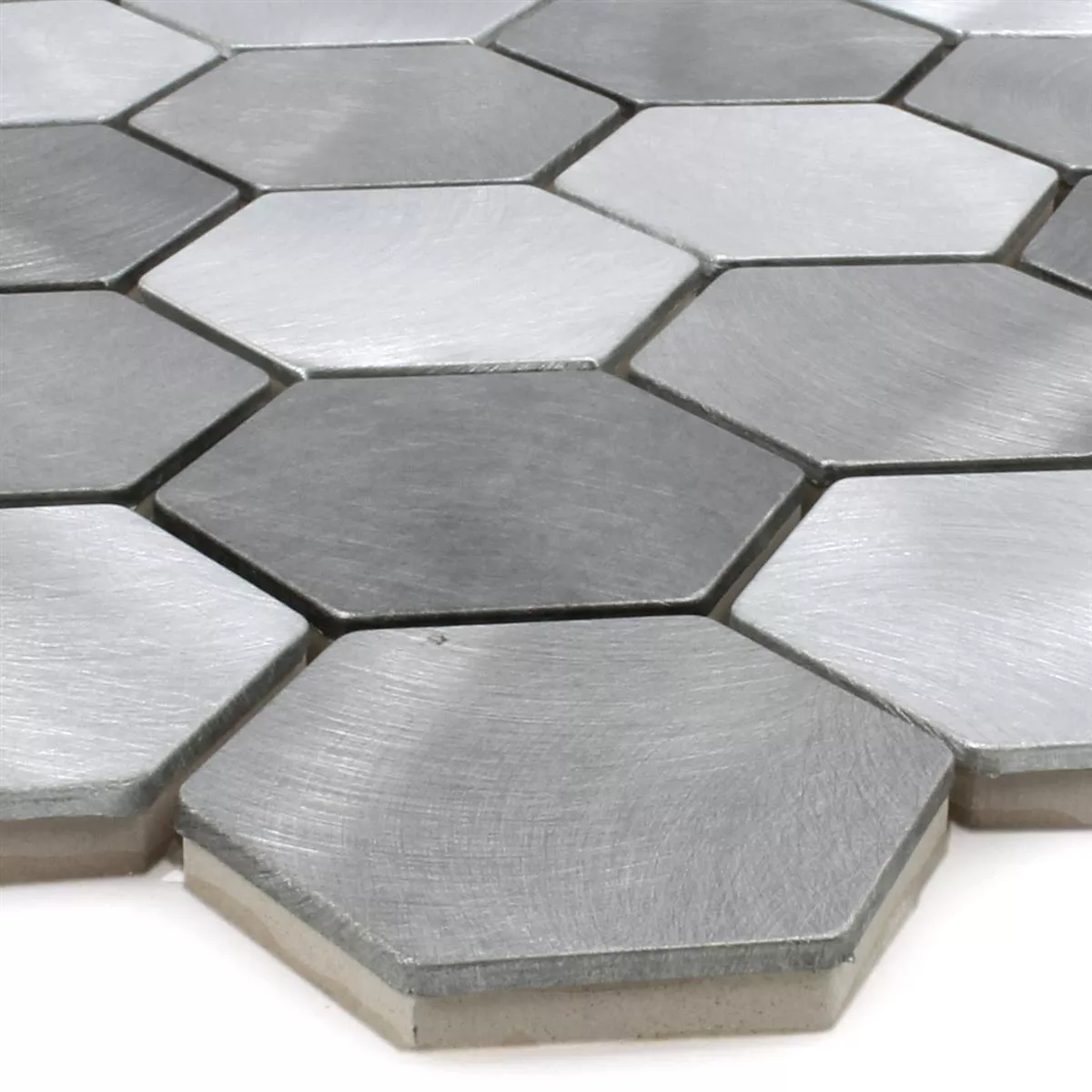 Mozaika Aluminium Manhatten Sześciokąt Szary Srebrny
