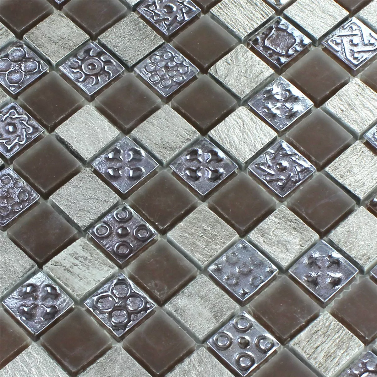 Próbka Mozaika Wapień Szkło Szary Brązowy 