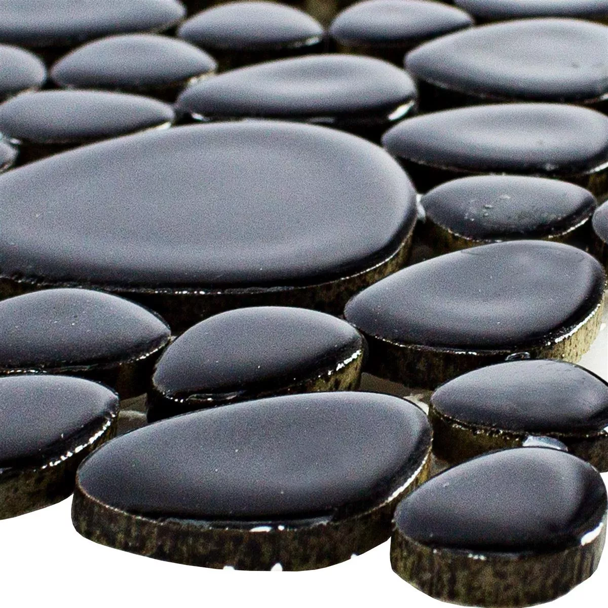 Ceramika Kamień Otoczak Mozaika Sabah Czarny Błyszczący