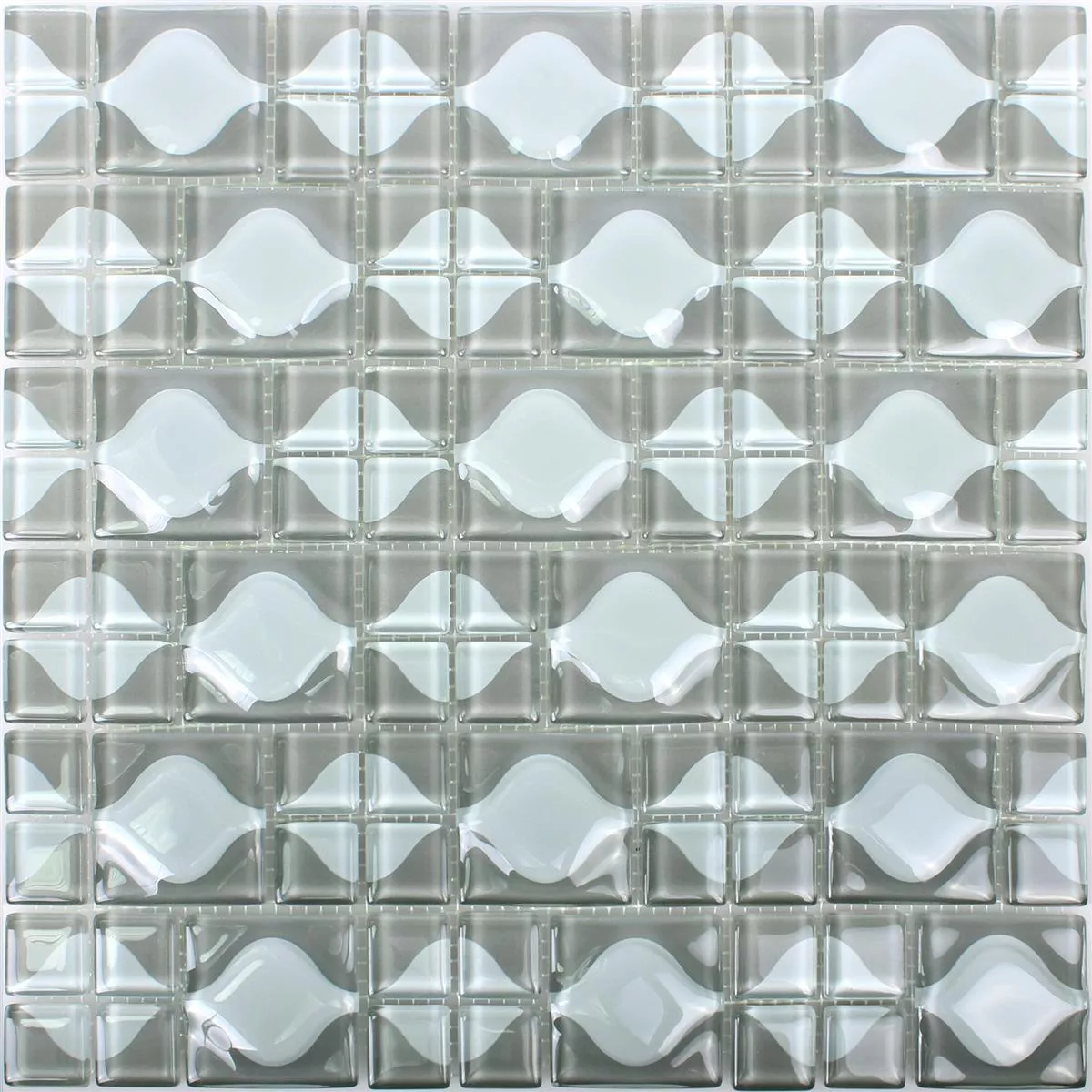 Próbka Mozaika Szklana Płytki Nokta Szary Biały 3D