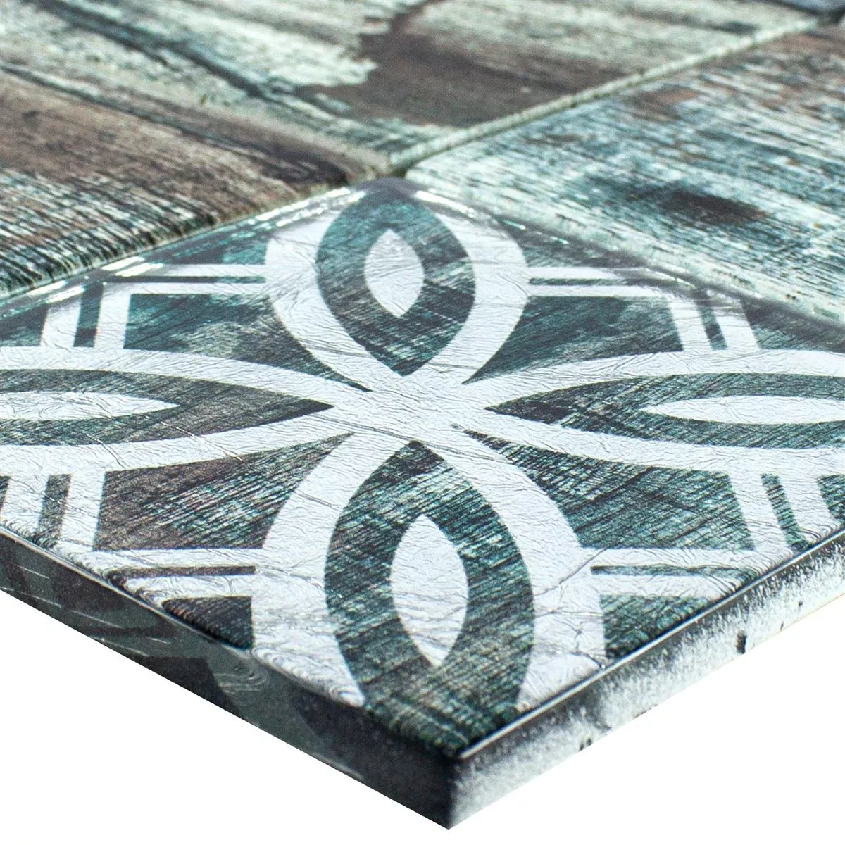 Mozaiki Szklana Płytki Wygląd Drewna Norwalk Szary Brązowy Zielony Q98