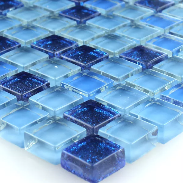 Mozaika Szklana Płytki Niebieski Połyskiwać 15x15x8mm