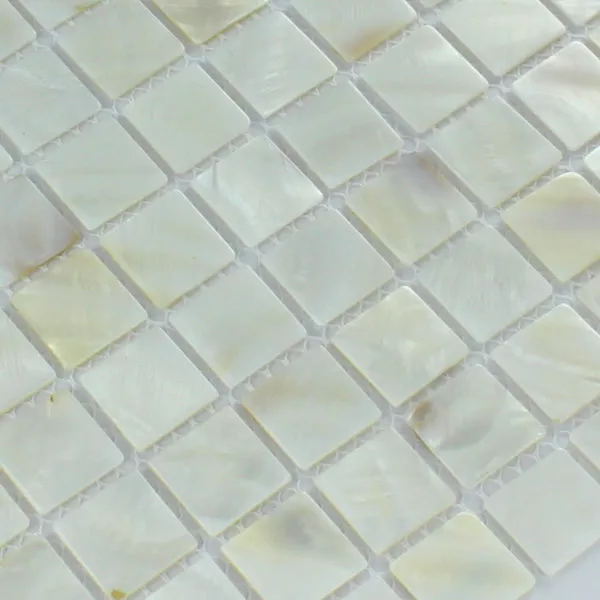 Mozaika Szkło Masa Perłowa Efekt 25x25x2mm Biały