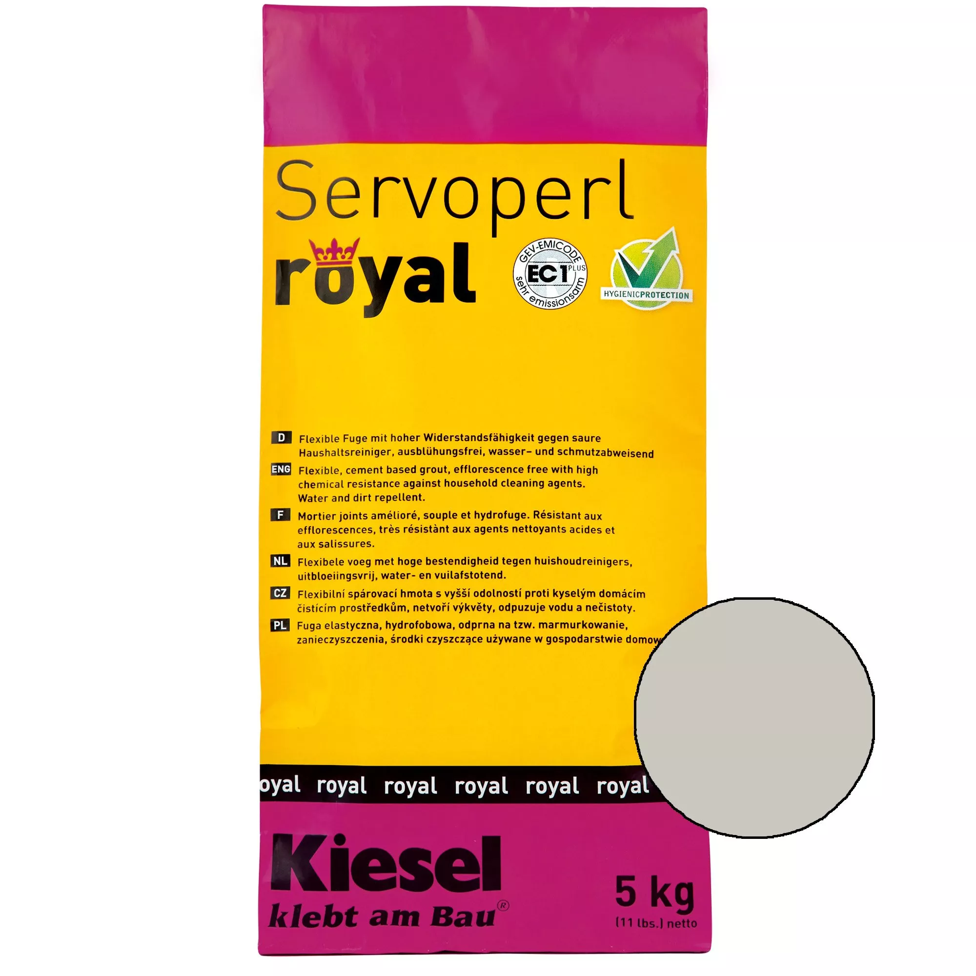 Kiesel Servoperl Royal - Elastyczna, Odporna Na Wodę I Brud Spoina (5KG Srebrnoszara)