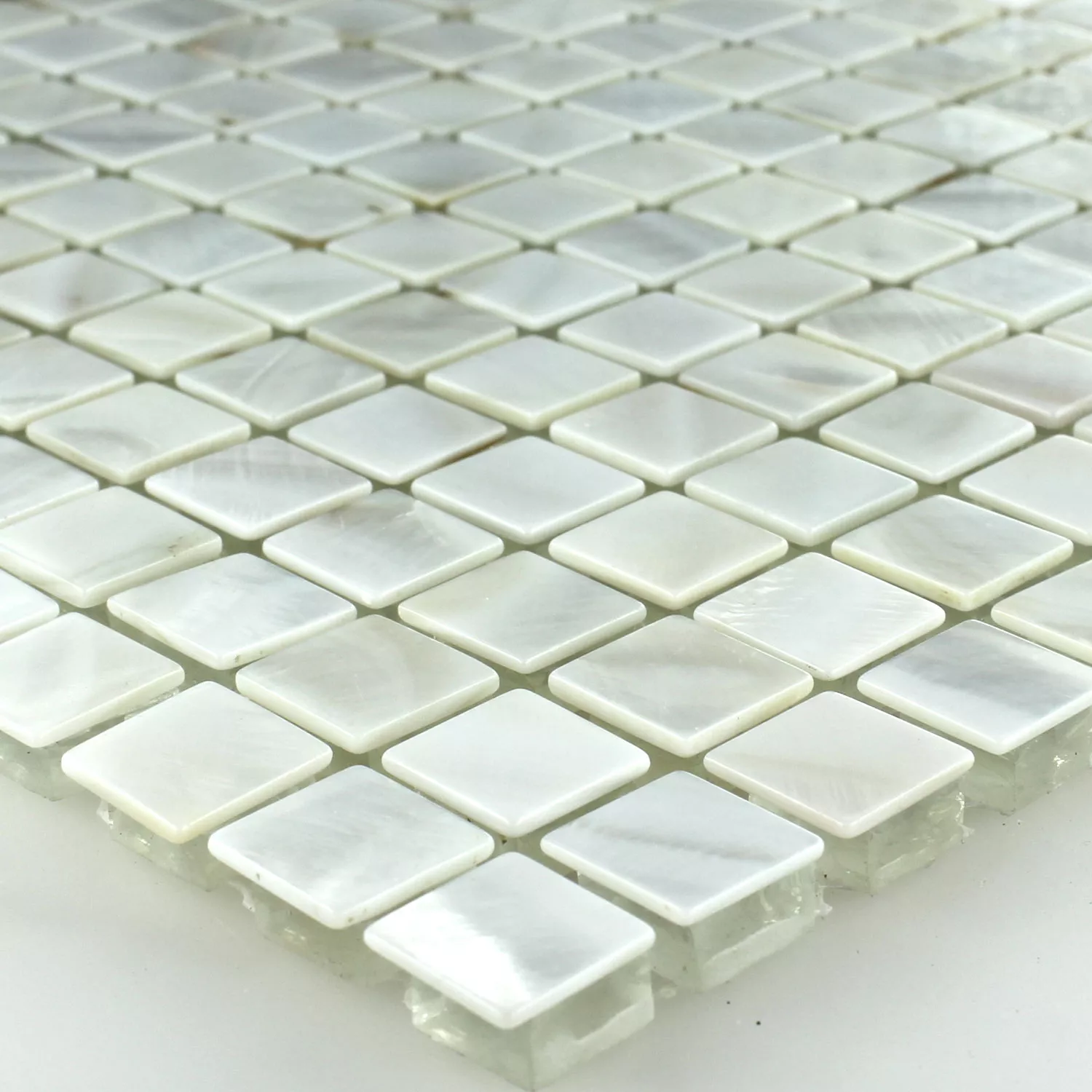 Mozaika Szkło Masa Perłowa Efekt Kość Słoniowa Biały 15x15x8mm