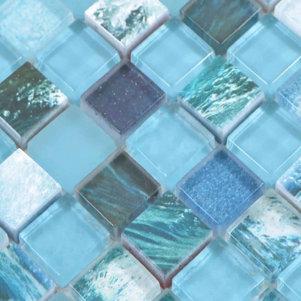 Próbka Mozaika Szklana Płytki Cornelia Retro Optyka Zielony Niebieski
