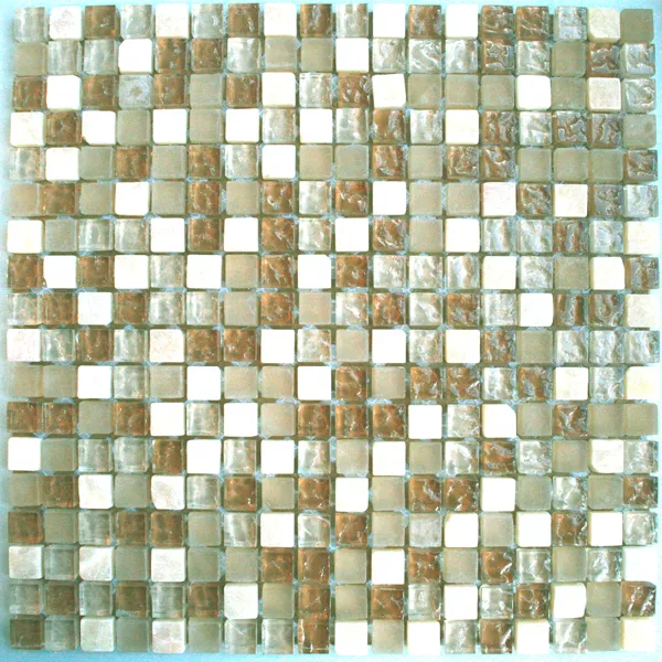 Mozaika Marmur Szklany 15x15x8mm Beige Mix Onyx