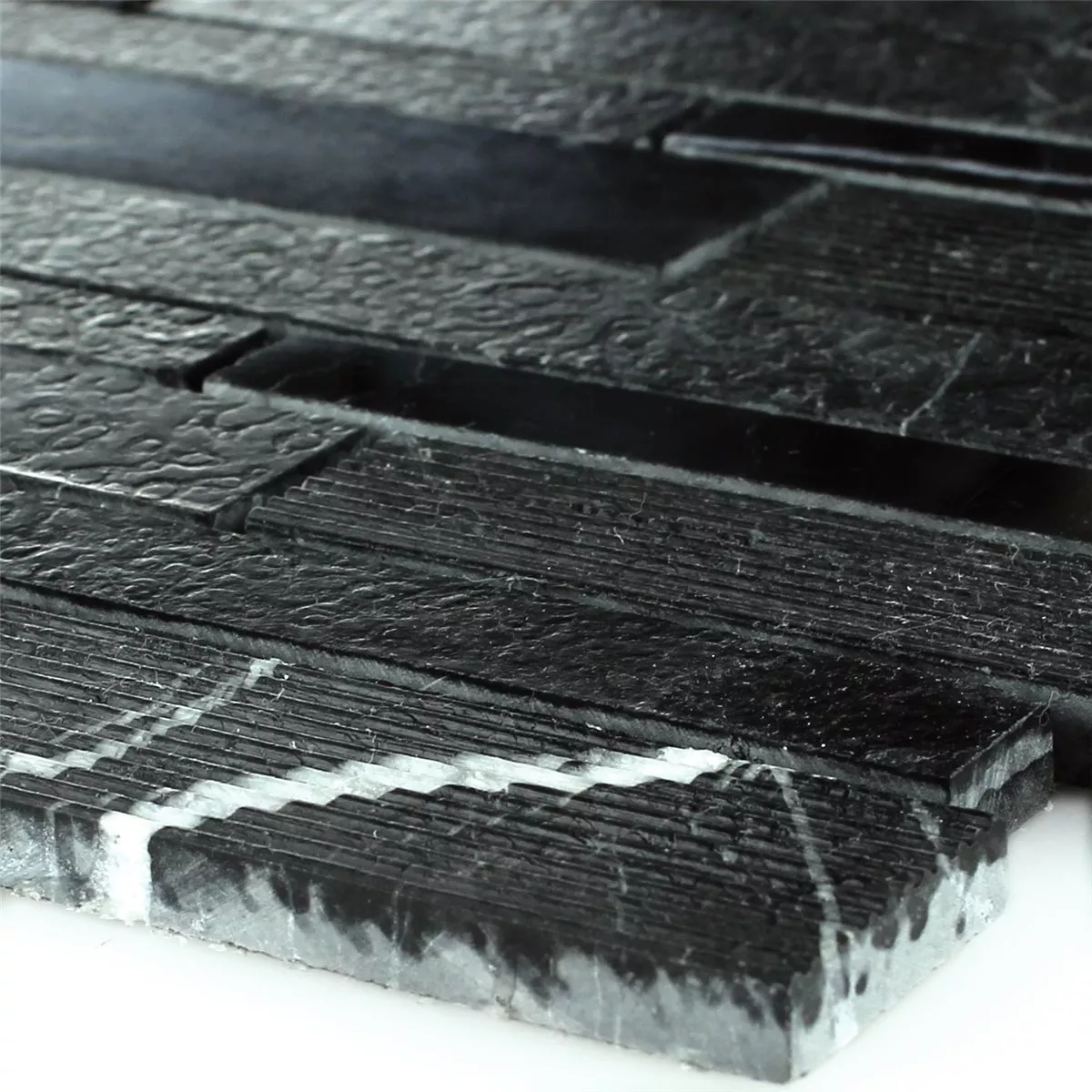 Próbka Mozaika Marmur Brick Frezowane Polerowany Czarny