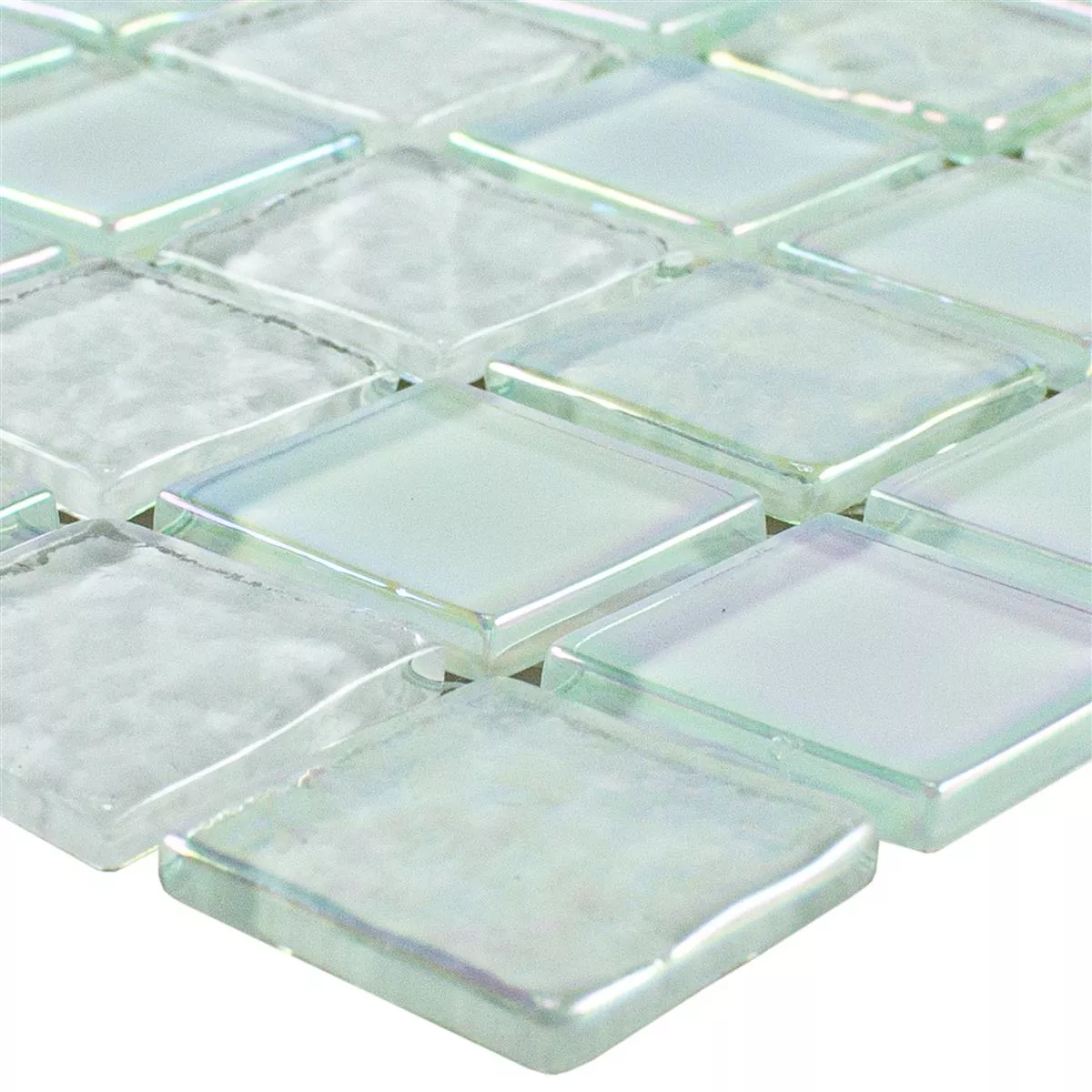 Próbka Mozaiki Szklana Płytki Masa Perłowa Efekt Manor Biały