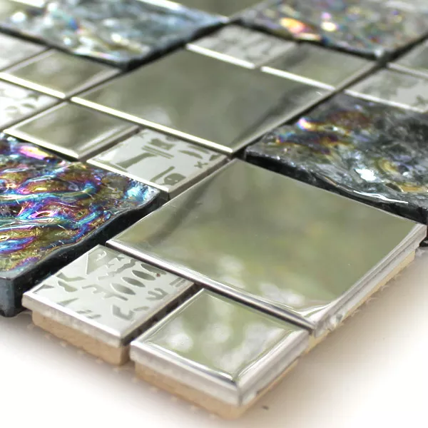 Próbka Mozaika Szkło Stal Nierdzewna Metal Agypt Srebrny