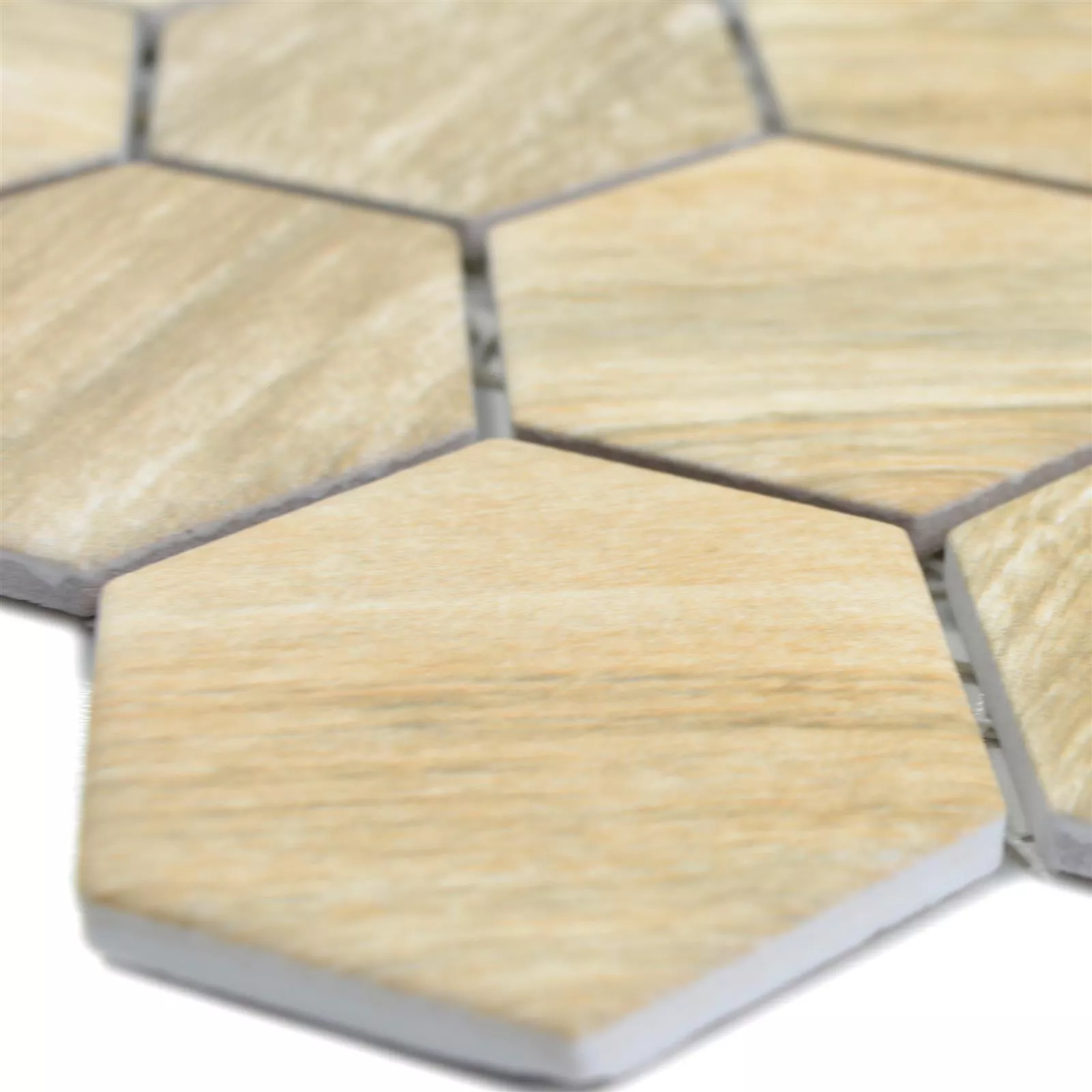 Mozaika Ceramiczna Duponti Sześciokąt Wygląd Drewna Beżowy Mozaika Ceramiczna Duponti Sześciokąt Wygląd Drewna Beżowy