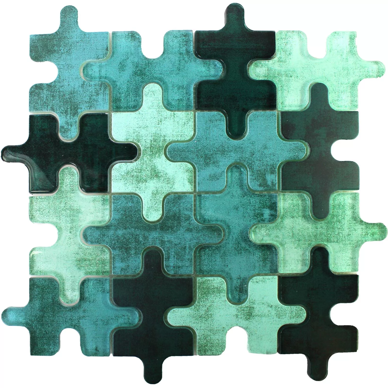Mozaika Szklana Płytki Puzzle Zielony