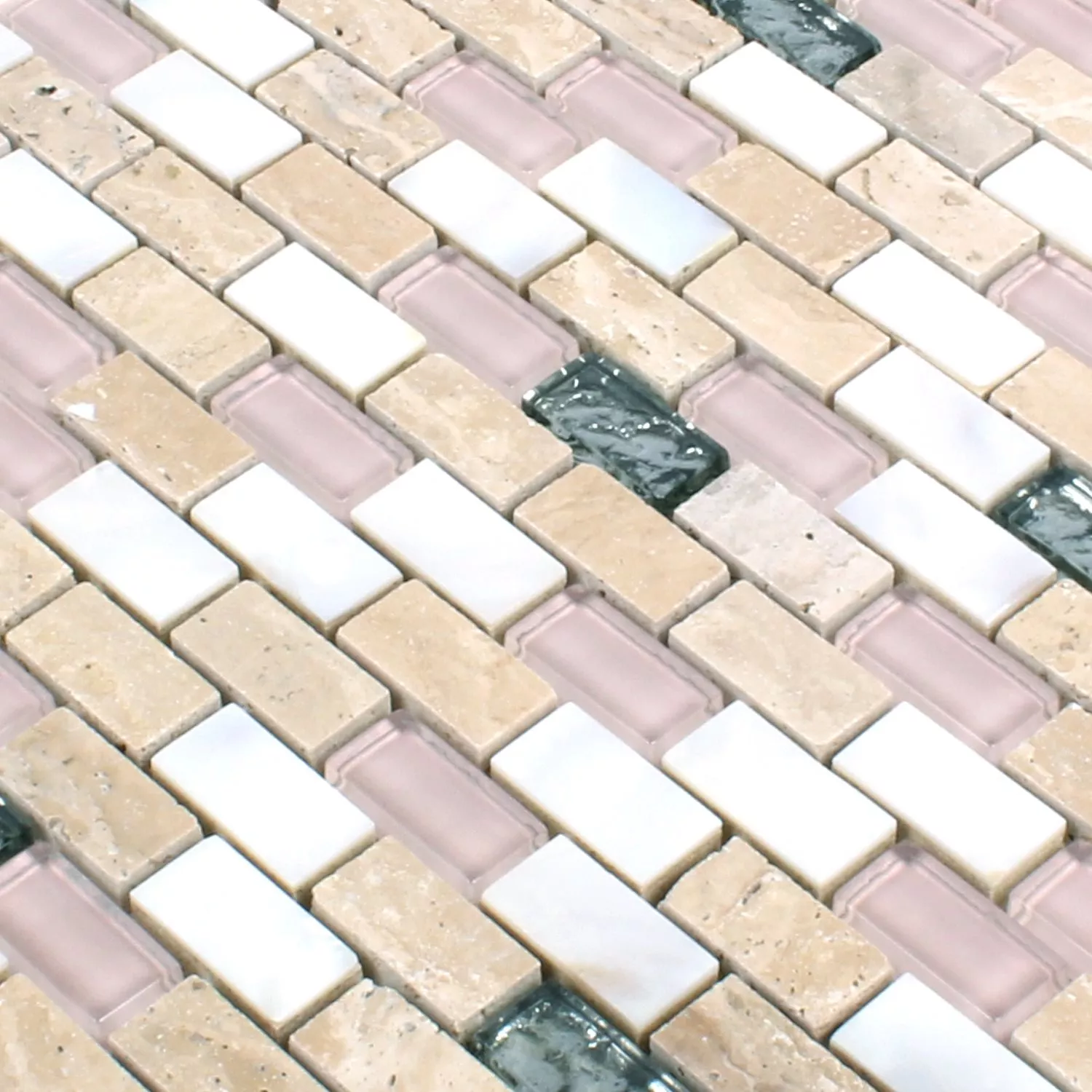 Próbka Szkło Kamień Naturalny Muszelka Mozaika Saltanat Beżowy Różowy