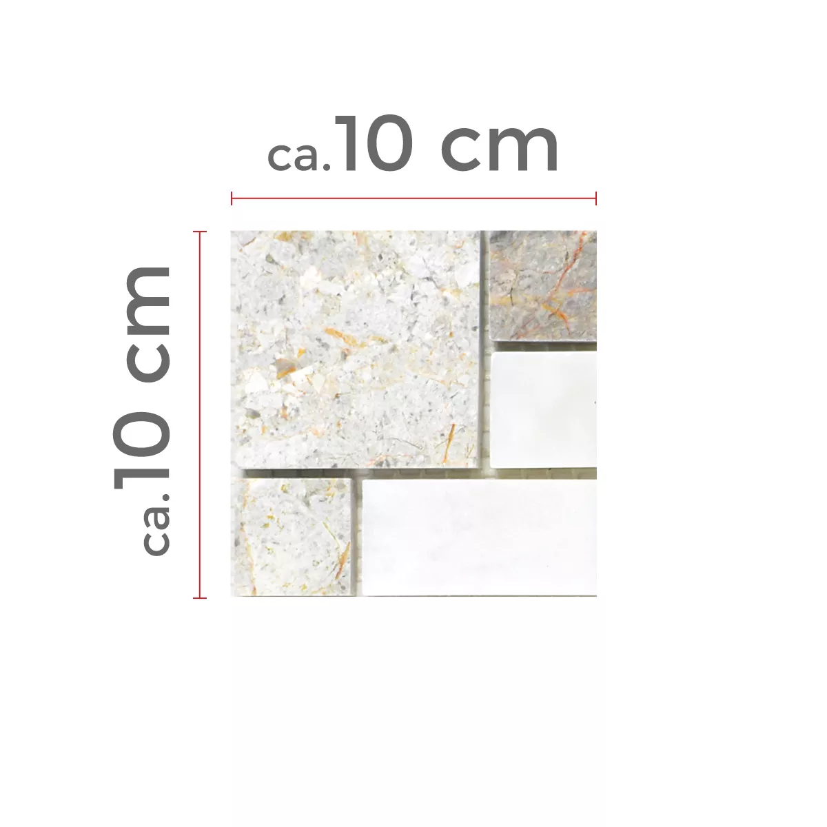 Próbka Marmur Kamień Naturalny Mozaika Płytki Cordoba Jasnoszary Biały