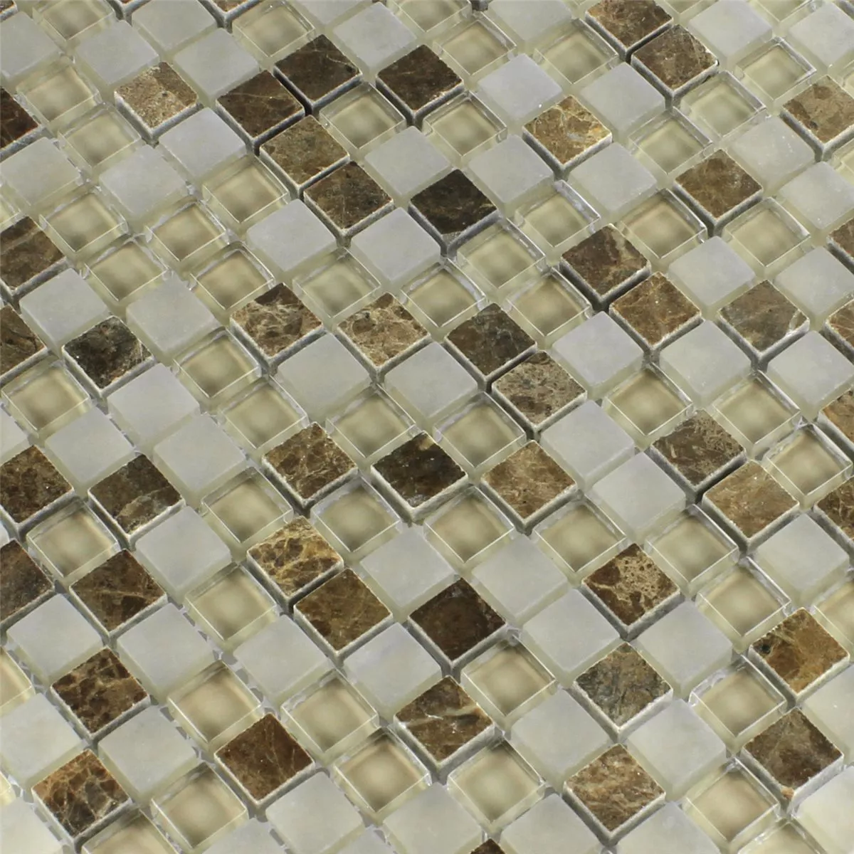 Mozaika Szkło Marmur Quebeck Brązowy 15x15x8mm