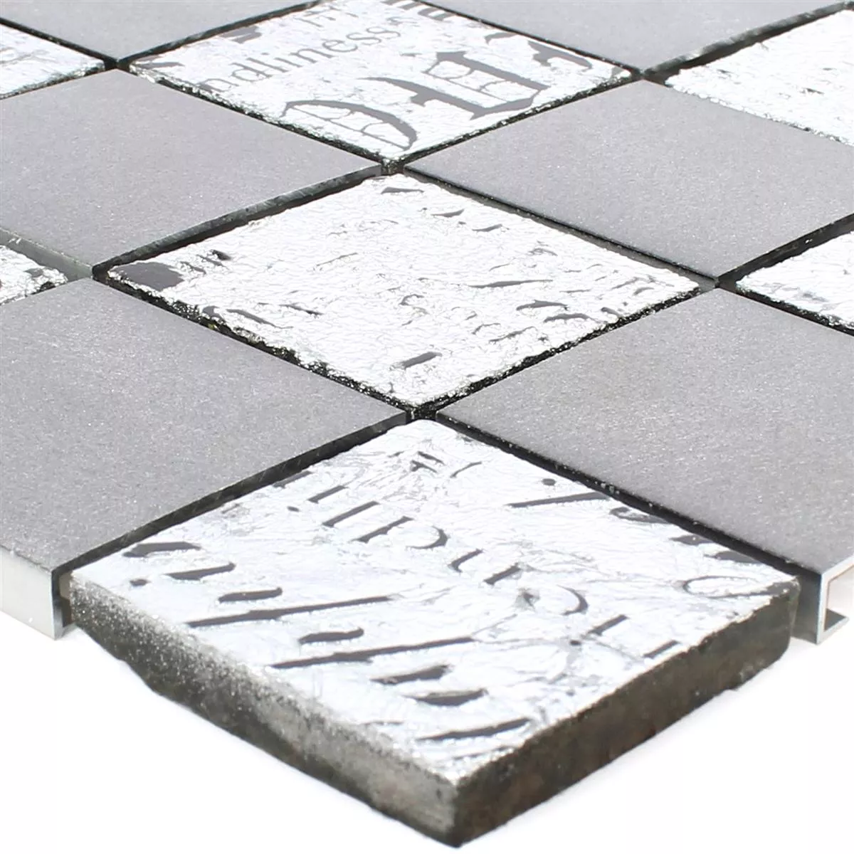 Mozaika Metal Kamień Naturalny Parole Czarny Srebrny