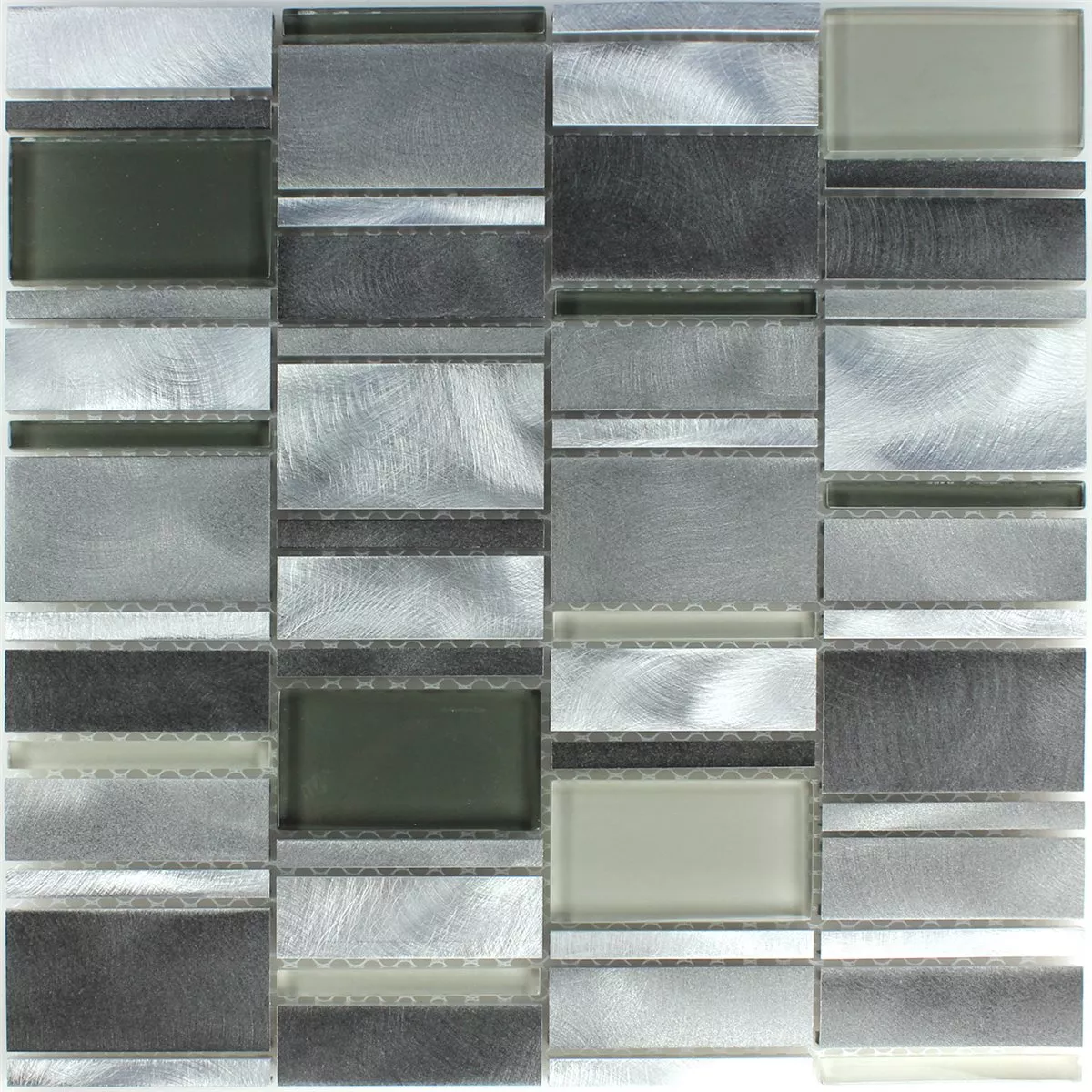 Mozaika Aluminium Szkło Szary Srebrny