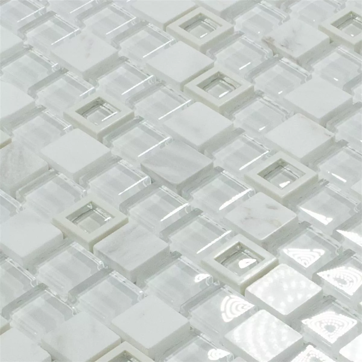 Szkło Plastikowy Kamień Naturalny Mozaika Lunaquell Biały