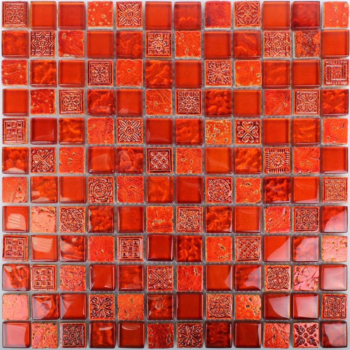 Mozaika Georgia Szkło Kamień Naturalny Mix Czerwone