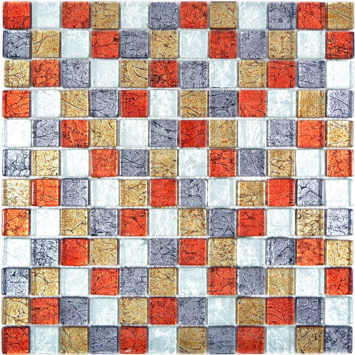 Mozaika Szklana Płytki Curlew Czerwone Brązowy Srebrny Kwadrat 23