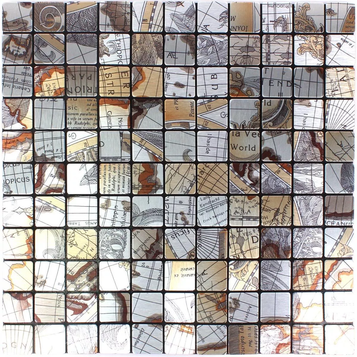 Mozaika Metal Samoprzylepny Pinta Mapa Świata Srebrny