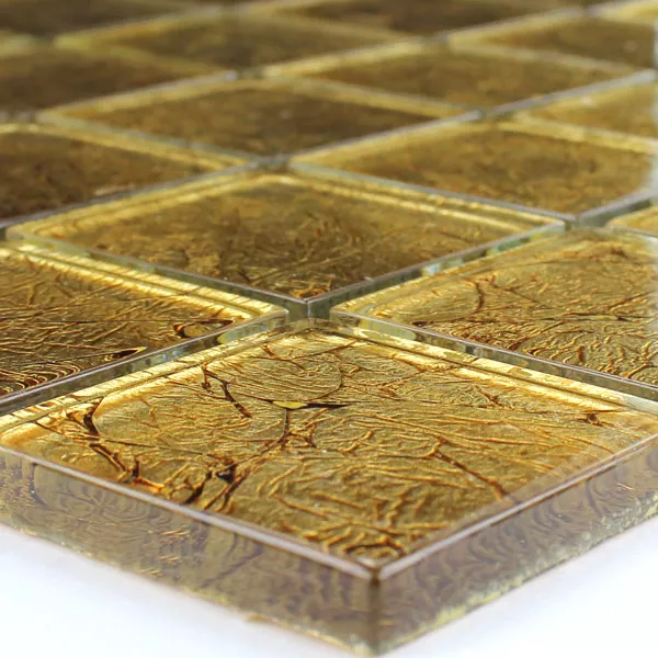 Mozaika Szklana Płytki 48x48x8mm Złoto Metal