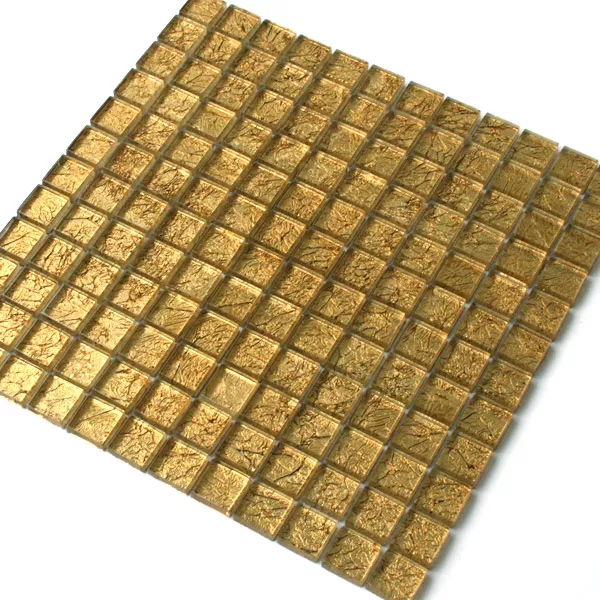 Mozaika Szklana Płytki 23x23x8mm Złoto Metal