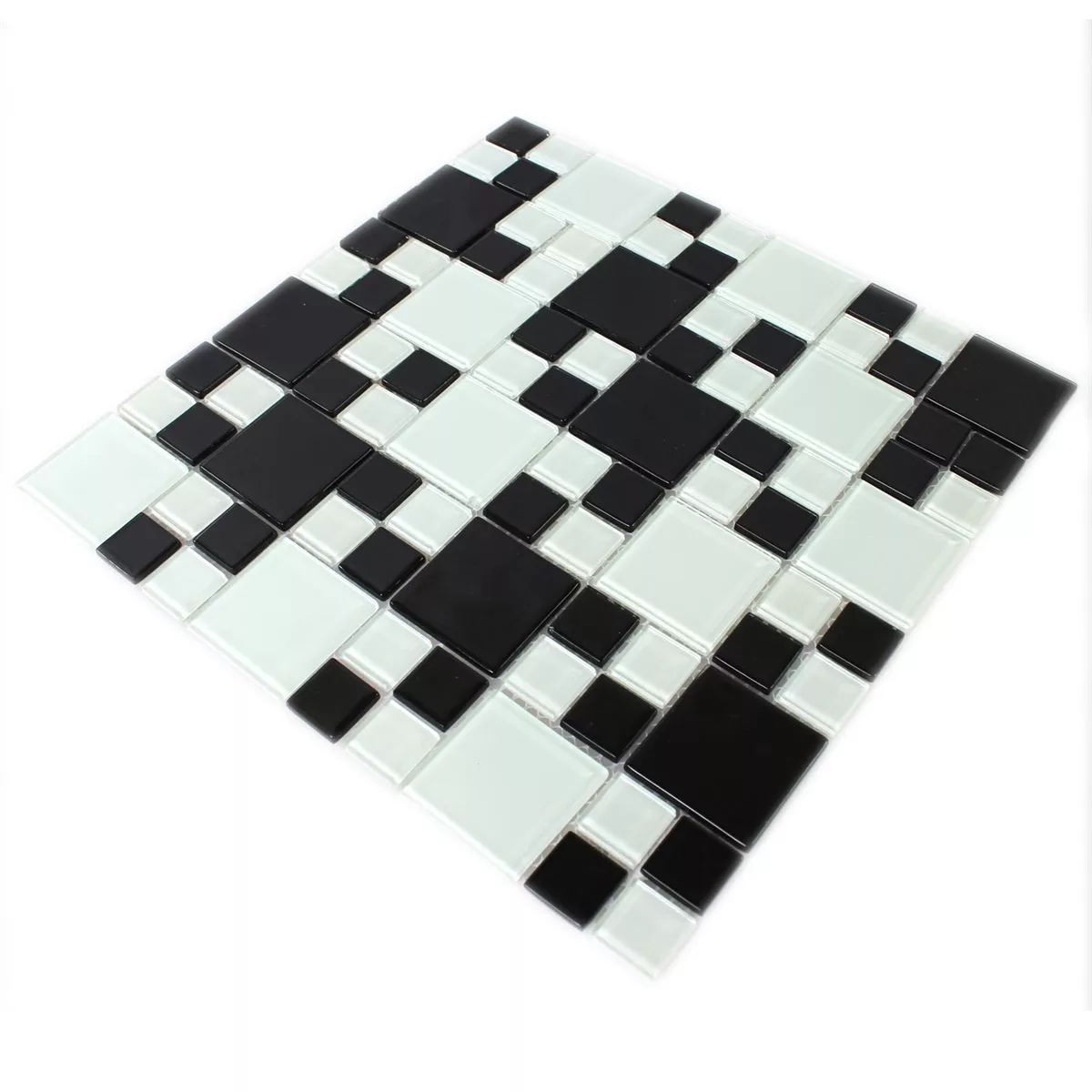 Mozaika Szklana Płytki Czarny Biały Mix